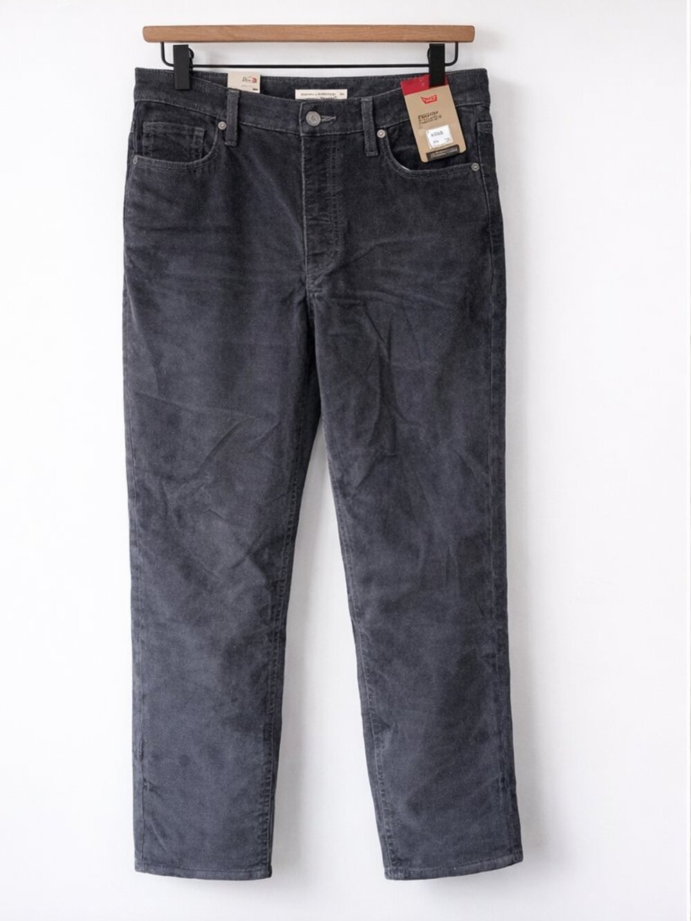 NWT Levi’s Ribcage Straight Ankle Corduroy Pants High Rise Gray 32x27 - Picture 2 of 6